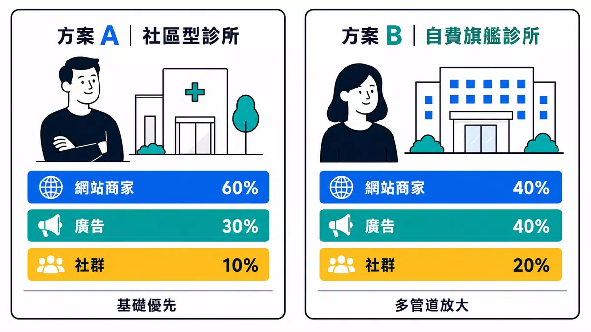 診所開業要先做網站、Google 商家還是先投放廣告? 社區型診所與自費旗艦診所的開業預算配置比較