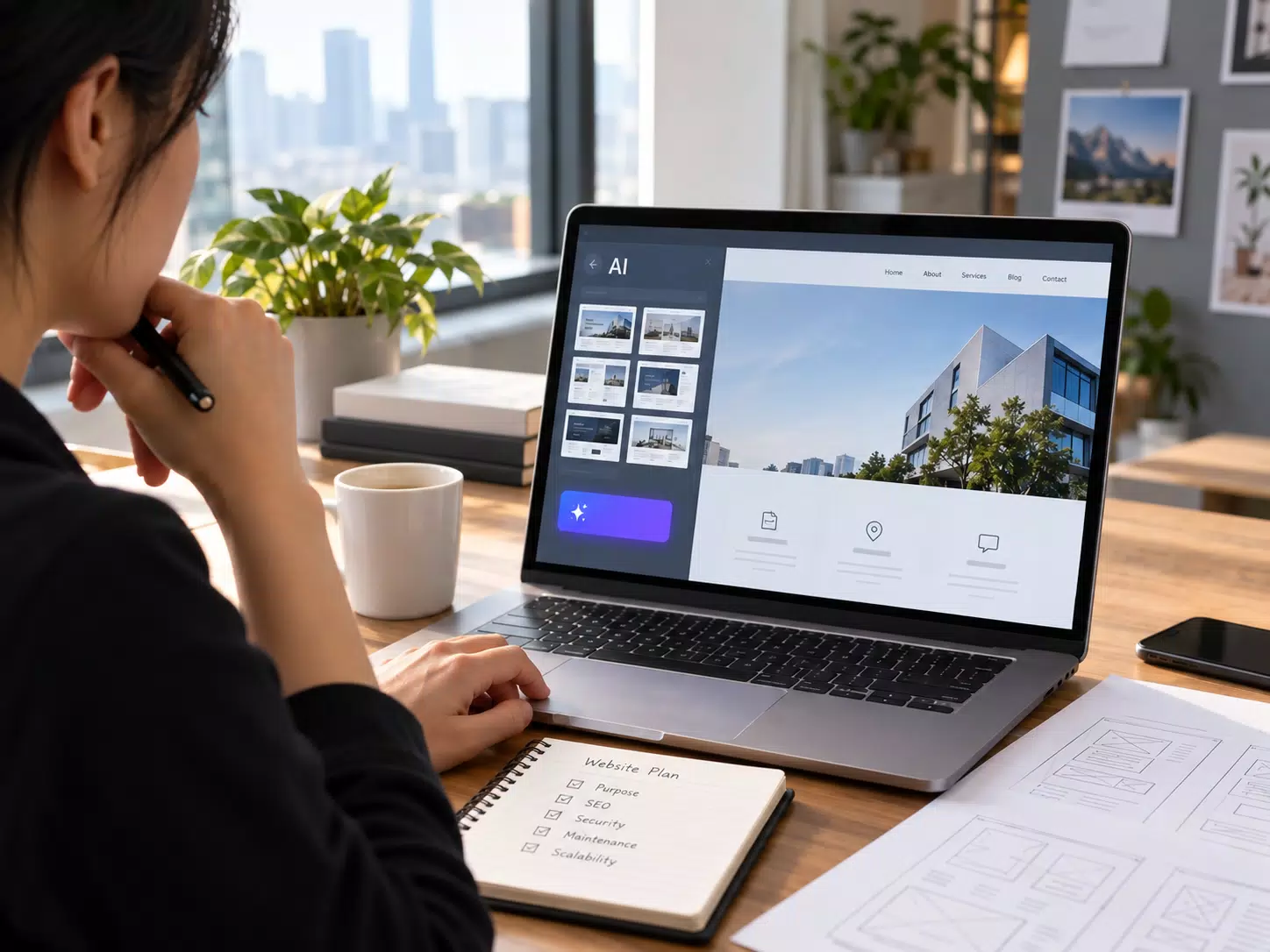 AI 建站很方便,但企業網站不能只求快!中小企業架站前必懂的 5 個重點 圖片為使用者運用 AI 工具生成網站示意圖