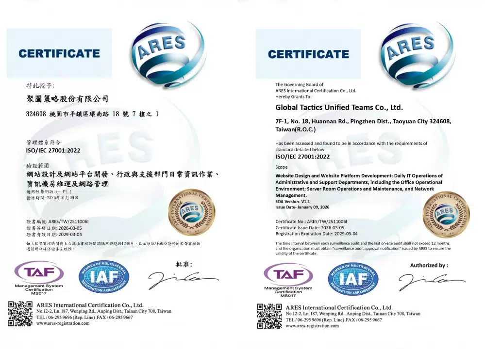 【重要公告】資安防護升級！GTUT聚圖策略榮獲 ISO/IEC 27001：2022 國際資安認證